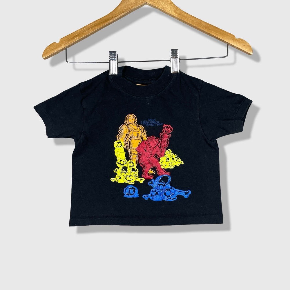 Disney Hunchback of Notre Dame Shirt Kids Small Black Vintage 90s Movie Tee